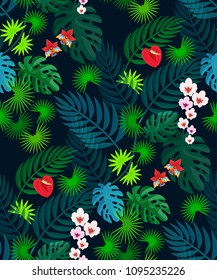  Tropical seamless pattern. Summer print witch floral plant.