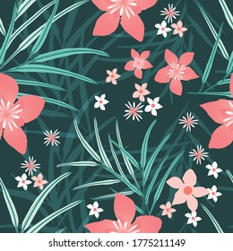 Tropical seamless pattern for summer theme. Can use for print, template, fabric, presentation, textile, banner, poster, wallpaper, digital paper