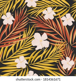 Patrón tropical sin foco con color de moda. Un patrón para papel de pared, impresión y textil. 