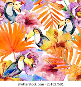 Tropical Seamless pattern. Vector.