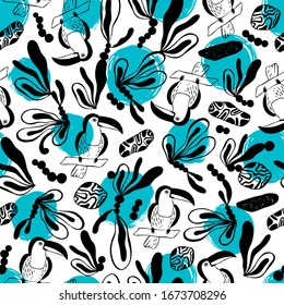 Tropical seamless pattern. Vector background.