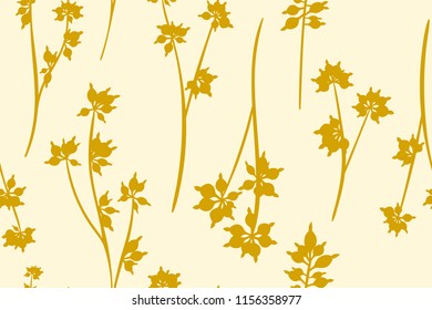 Tropical Seamless Pattern. Vector Eucalyptus Leaves and Beautiful Floral Elements. Botanical Summer Background. Elegant Tropical Seamless Pattern for Wedding Design, Print, Textile, Fabric, Wrapping.
