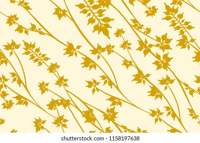 Tropical Seamless Pattern. Vector Eucalyptus Leaves and Beautiful Floral Elements. Botanical Summer Background. Elegant Tropical Seamless Pattern for Wedding Design, Print, Textile, Fabric, Wrapping.