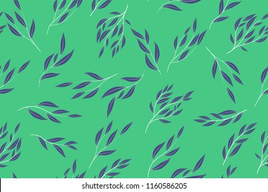Tropical Seamless Pattern. Vector Eucalyptus Leaves and Beautiful Floral Elements. Botanical Summer Background. Elegant Tropical Seamless Pattern for Wedding Design, Print, Textile, Fabric, Wrapping.