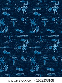 tropical seamless pattern. vintage style. melange texture.