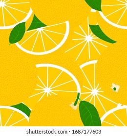 Patrón tropical sin fisuras con pomelo amarillo. Fondo de la fruta vectorial o papel tapiz.