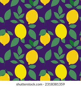 Tropical seamless pattern with yellow lemons.