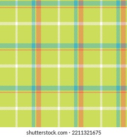 A tropical seamless Scottish Tartan pattern in lime green, tocsa, white and orange colors.