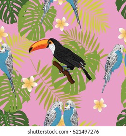 Tropical seamless with toucan