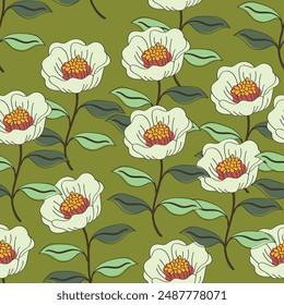 Tropical seamless vector floral pattern, spring summer background with pink orchid flowers, palm leaves, jungle leaf, butterfly. Exotic wallpaper, Hawaiian style