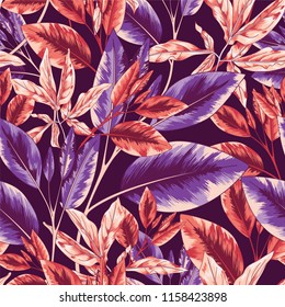 Tropical Seamless Vector Leaf Pattern