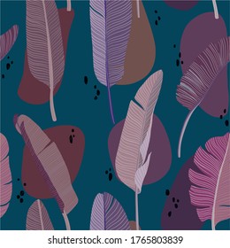 Patrón vectorial sin costuras tropicales con hojas de jungla palmas de plátano diseño de impresión exótico textil y moda