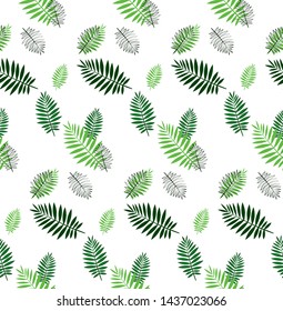 Tropical seamless vector pattern with palm leaves.