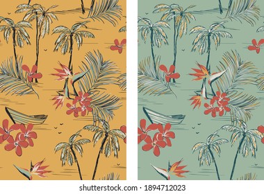 Tropical seamless vector print pattern design