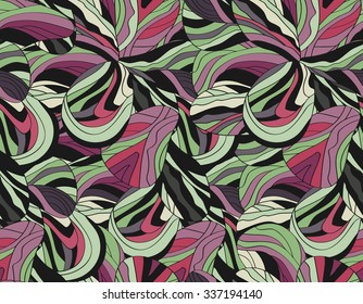 Tropical seaweed seamless pattern. Hand drawn abstract vector illustration.