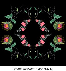 Tropical set of hand drawn floral frames. Jungle foliage illustration. Floral set. Design elements. Vector collection, isolated. Natural spring wedding card. Summer tropical leaf. Botanical frames