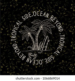 tropical side.ocean beyond.background floral design logo design.t shirt print design .vector.