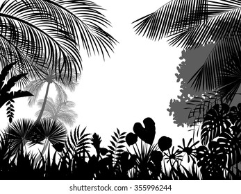 Tropical Silhouette Background Beautiful.vector