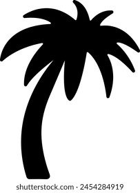 Tropical Silhouette: Black Flat Palm Tree Icon