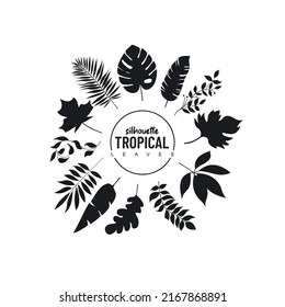 Tropical silhouette leaves vector. element vector