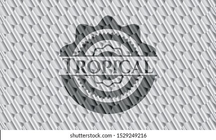 Tropical silver badge or emblem. Scales pattern. Vector Illustration. Detailed.