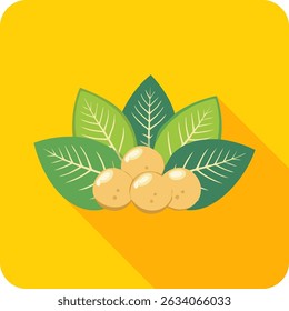 Tropical Spanish Lime Fruit and Leaves Icon - Exotic Healthy Food Design.