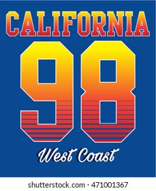 Tropical sport california typography, t-shirt graphics, vectors