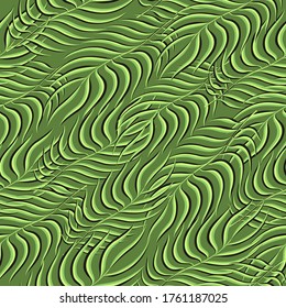 Tropical, Spring Seamless Floral Vector Wallpaper. Green Seamless Trendy Vector Pattern. Vivid Repeated Vintage Graphic Illustration. Vector, Vibrant Seamless Pattern. Pattern,