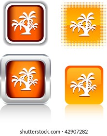  botones cuadrados tropicales. Ilustración vectorial.