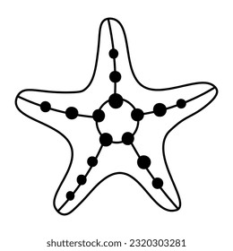 Tropical starfish. Doodle simple clipart. All objects are repainted.