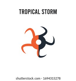 tropical storm vector icon on white background. Red and black colored tropical storm icon. Simple element illustration sign symbol EPS