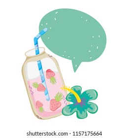 tropical strawberry beverage and chat bubble