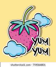tropical strawberry with cloud patches design