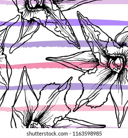 Tropical, stripe, animal motif. Seamless pattern line and crackle textures. Modern summer flower, leaf on abstract shape brush. Contrast vector background. Watercolor blobs and daubs, ink and stains.