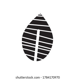 tropical striped leaf icon over white background, silhouette style, vector illustration