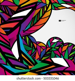 Tropical style. Abstract background with colorful mosaic design wave lines.