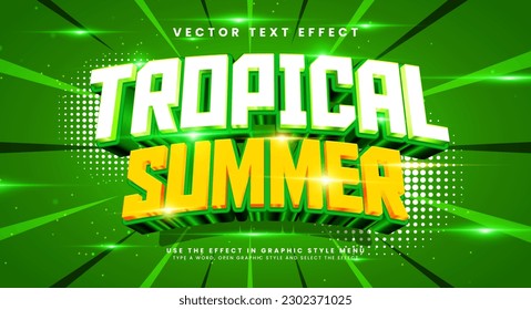 Tropical summer 3d editable vector text style effect. Vector text effect with luxury concept.