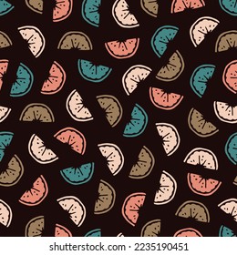 Tropical Summer Abstract Citrus Fruit Slice Vector Graphic Seamless Pattern can be use for background and apparel design