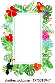 Tropical Summer Background Frame with Hibiscus