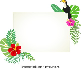 Tropical Summer Background Frame with Hibiscus