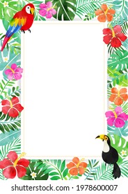 Tropical Summer Background Frame with Hibiscus