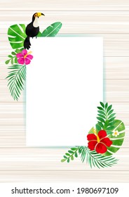 Tropical Summer Background Frame with Hibiscus