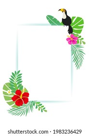 Tropical Summer Background Frame with Hibiscus