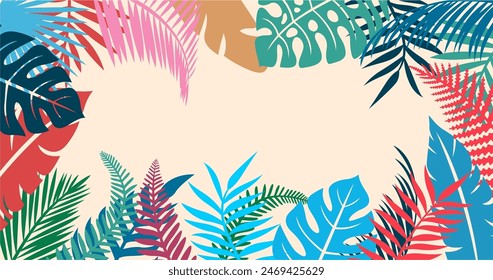 Tropical summer background with palm leaves. Vector illustration EPS10