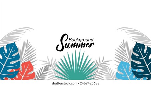 Tropical summer background with palm leaves. Vector illustration EPS10