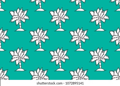 Tropical summer background with palm trees, floral seamless pattern. Vector illustration.