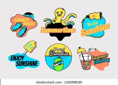 Tropical summer badge collection vectors