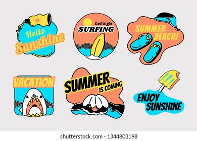 Tropical summer badge collection vectors