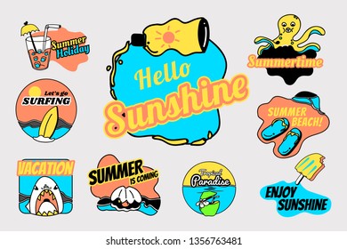 Tropical summer badge collection vectors