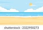Tropical summer beach background. Beach landscape vector illustration.